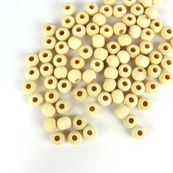 10mm×８mm 100個入 ナチュラルウッドビーズ 丸玉 【ゆうパケット対応】