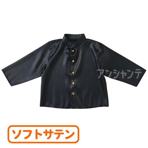 【商品説明】 大人気の衣装ベースシリーズの学ランタイプです。光沢のあるサテン生地を使用した、黒の学ラン風衣装で、着るだけでかっこよく決まります。スナップボタンで着脱が簡単にでき、発表会やイベント、コスプレ衣装としても活躍。軽くて扱いやすい素...