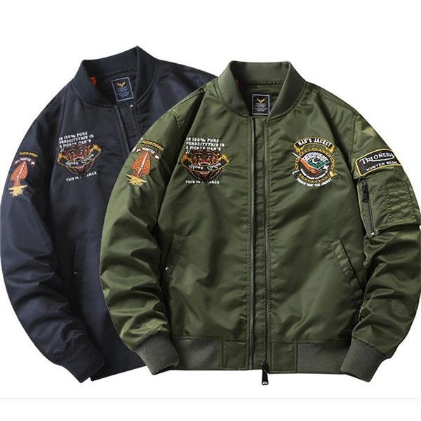ミリタリージャケット メンズ 刺繍 MA-1 ナイロンジャケット フライト