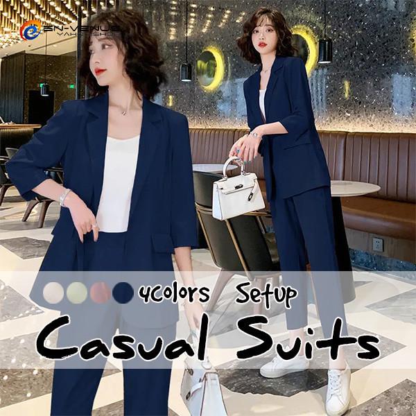 スーツセット レディース セットアップ パンツスーツ ビジネス 七分袖 着やせ オフィス Ol フォーマル 通勤 面接 2点セット 代30代40代 上品 仕事 入学式 Enth Enchanted Venus 通販 Yahoo ショッピング