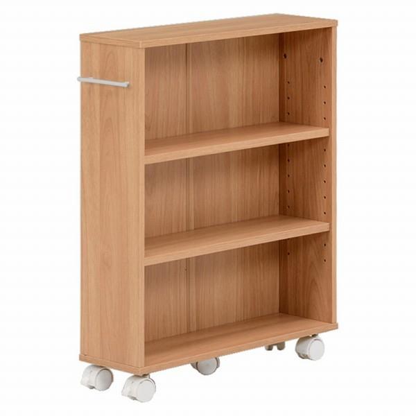 狭い隙間に大容量の文庫本をストックできます。横幅16ｃｍナチュラル(約)幅55×奥行16×高さ68cm■組立式■キャスター付主材:MDFプリント化粧板 インドネシア製