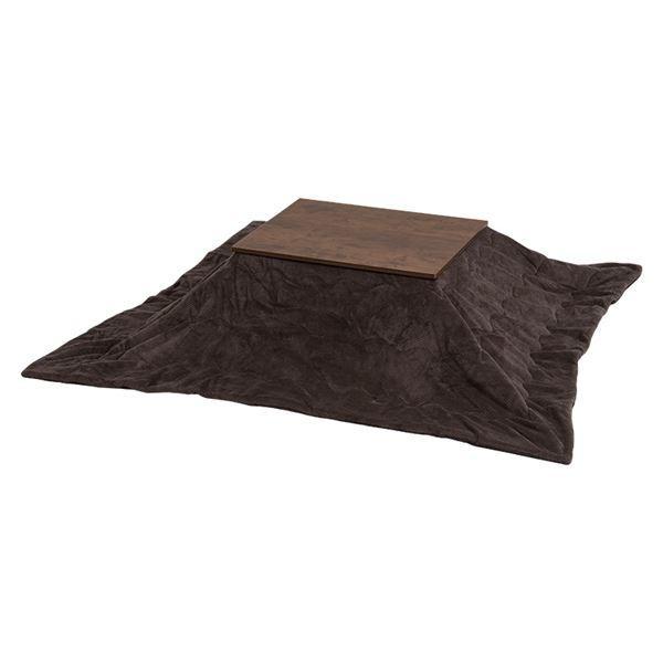 古木調の天板のヴィンテージテイストなコンパクトこたつ。なめらかな肌触りのかさばらない掛け布団セットダークブラウン/ブラウンこたつ:(約)幅75×奥行60×高さ37/42cm、掛ふとん:(約)195×180cm■組立式■コード収納ボックス付■...