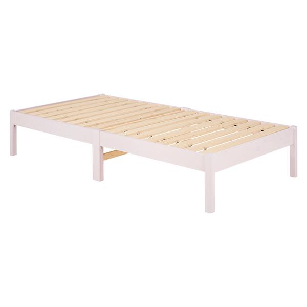 ネジなし、工具不要で簡単組立。宮棚がなくスッキリシンプルなデザインのシングルベッド。ウォッシュホワイト(約)幅99.5×奥行198×高さ36.5×床面高36cm■組立式主材:天然木（パイン材） ベトナム製