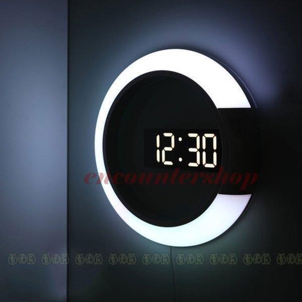 壁掛け時計 3D LED デジタル モダン ナイトウォール 目覚まし時計付き 