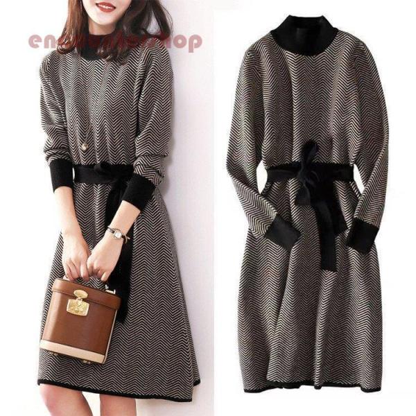 セットアップ ニットワンピース レディース 40代 秋冬 膝丈 気質 ロング丈 セーター マキシワンピース きれいめ 上品 長袖 通勤 着痩せ 結婚式ドレス 大人 ニットワンピース レディース 40代 秋冬 膝丈 気質 ボーダー