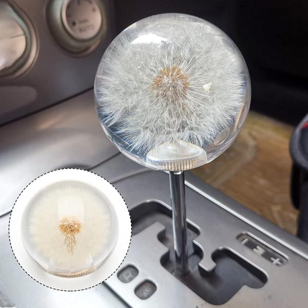 水中花 シフトノブ クリスタル 汎用 ボール 5速 6速汎用 綿毛タンポポ 丸 タンポポ結晶 球体 AT車 MT車 兼用ギアシフター 3枚 口径変換 アダプター付き 直径70MM