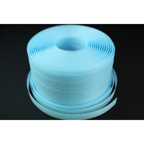 商品名：カラーＰＰバンドサイズ：約15mmＸ100m巻色：　透明-青出荷単位：　1巻単位納期：　通常 翌日出荷