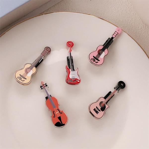 カラフル ギター デザイン かわいい 音楽好き ヘアクリップ 前髪用 クリップ 韓国雑貨
