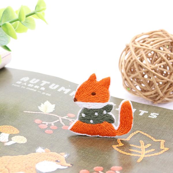 狐 きつね キツネ 刺繍 ワッペン かわいい おしゃれ  貼るだけ  デコレーション&リメイク  幼稚園 保育園
