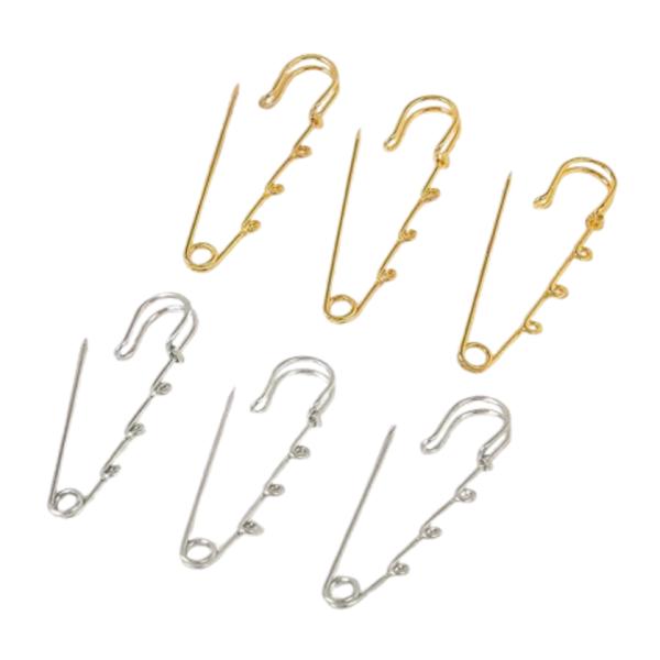 安全ピン  カブトピン　キルトピン   3カ所カン付き  60mm  1本 全2色 ブローチ金具 ハンドメイドパーツ スカーフ留め マフラー留め ショール留めサイズ：写真(2)数量：1本カラー：・ゴールド・シルバー素材：金属このキルトピンは...