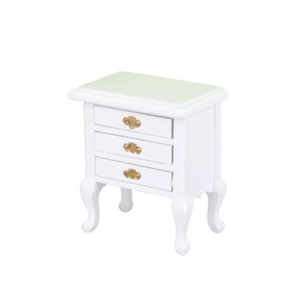 ドールハウス 木製 エレガントな猫脚引き出し付きベッドサイドテーブル  1/12 家具 ミニチュア内容数：1点サイズ：約56 x 37 x 70mm材料：木製カラー：ホワイトハンドメイド商品の為、完璧を求める方はお控えください。1:12スケ...