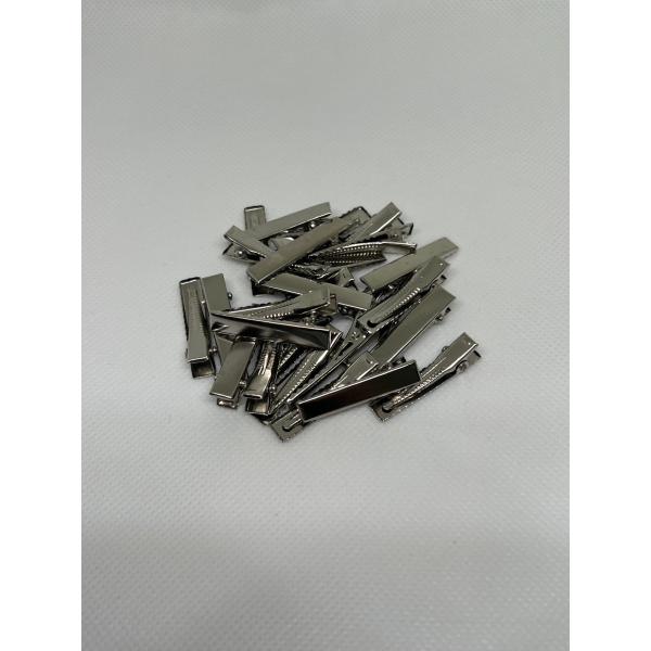 ワニ口ヘアクリップ シルバー 3.2 x 0.6cm 20個セット パーツ 金具