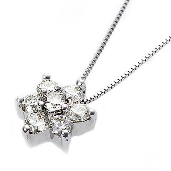 ダイヤモンド ネックレス 0.3ct K18 ホワイトゴールド 0.3カラット 花