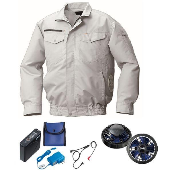 KU92030 空調服 R 綿・ポリ混紡 横ファン FAN2400SPBB・CBB500ロングケーブル・LISUPER1セット モスグリーン LL 【北海道・沖縄・離島配送不可】 KU92030 空調服 R 綿・ポリ混紡 横ファン FAN2400SPBB・CBB500ロング