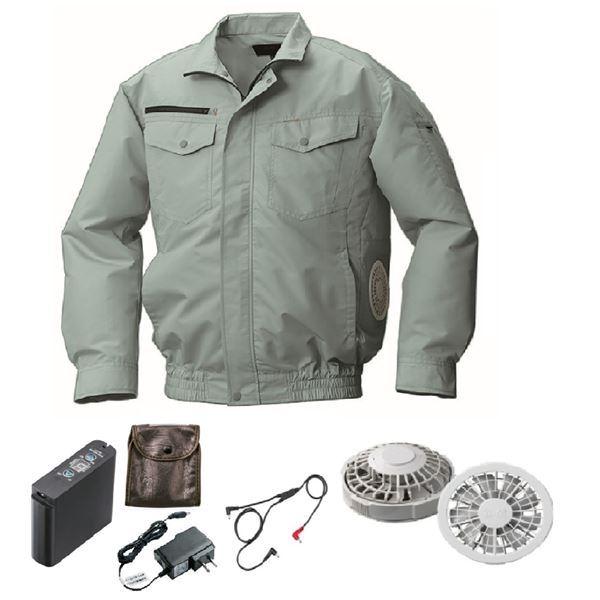 KU92030 空調服 R 綿・ポリ混紡 横ファン FAN2200G・RD9261・LIPRO2セット モスグリーン L KU92030 空調服 R 綿・ポリ混紡 横ファン FAN2200G・RD9261・LIPRO2