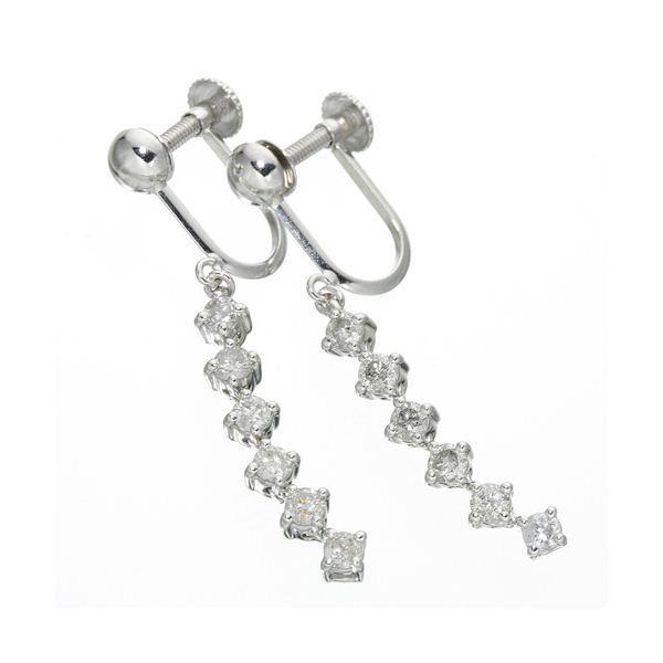 18金ホワイトゴールド（K18WG） ダイヤモンドイヤリング 0.6ct【商工会