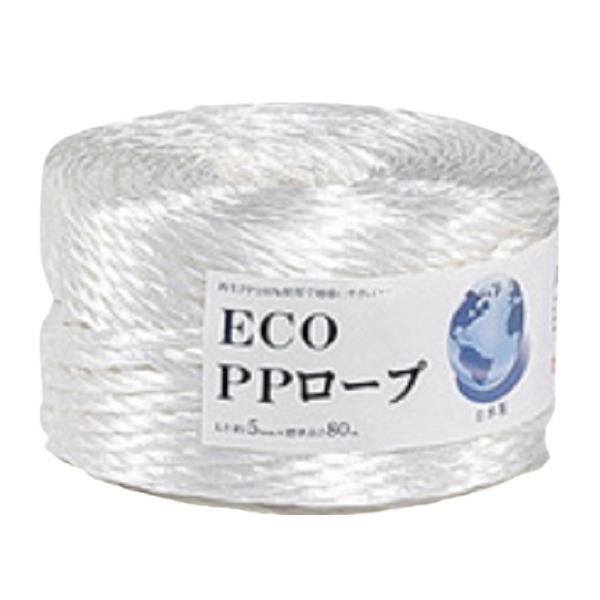 ●材質：再生ポリプロピレン●再生プラスチックを使用した環境対策品●エコマーク取得商品●色：白●標準太さ5ｍｍ　標準長さ80ｍ