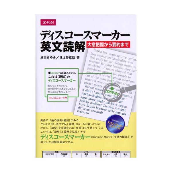 論理展開をつかむことで英文を理解する 「どのように長文を読むのか」を体系的に説明した読解問題集です。読解の糸口は「論理展開」。日本語なら「起承転結」という展開のパターンがあるように、英語、特に近年、入試でよく使われている論説文などの論理的文...