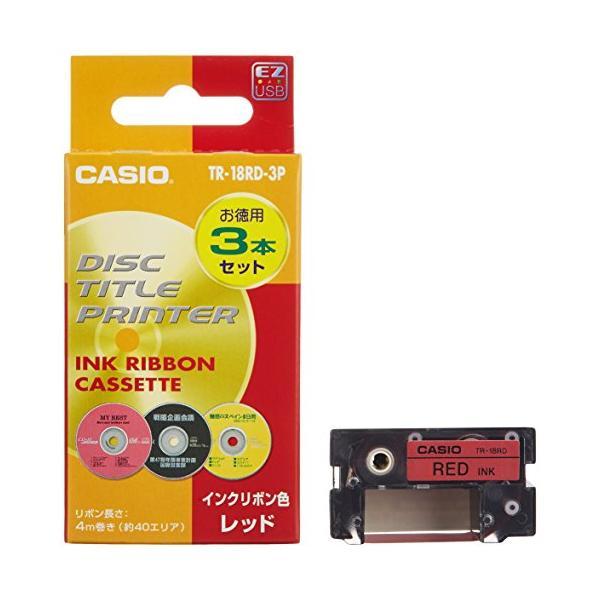 レッド/リボン長さ:4m/TR-18RD-3P・Color:レッドPatternName:単品・パッケージ個数:1・ディスクタイトルプリンター用インクリボン３本セット