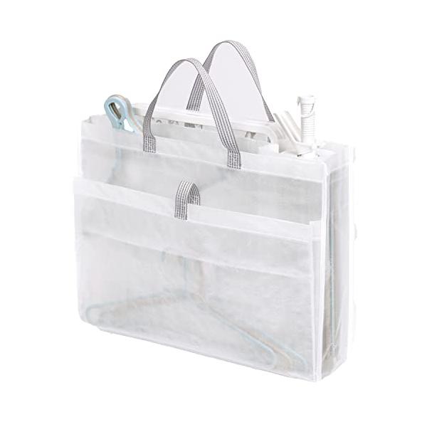 ランドリーハンガー収納クリア/ランドリーハンガー収納/28110・Style:ランドリーハンガー収納Color:クリア・パッケージ個数:1・●商品サイズ：52×12×40・●大きめポケットと仕切り付きでスッキリ収納・●物干しハンガーをまとめ...