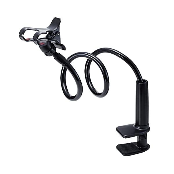 回転ブラック/-/P-DSLARM100BK・パッケージ個数:1・デスクやベッドルームのサイドテーブル、オフィスのデスクなどお好みの場所にスマートフォンを設置して、自由な高さ・角度で使える全長100cmのロングアームスタンドです。・フレキシ...