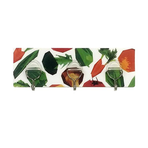 キッチンツールフックホワイト/7×2.2×21cm/HP-T-03・PatternName:ベジタブル・パッケージ個数:1・本体サイズ:幅7×奥行2.2×高さ21cm・材質:本体シート=ＰＥＴ・ＳＥＢＳ・ＡＢＳ樹脂、フック=スチール・原産国...