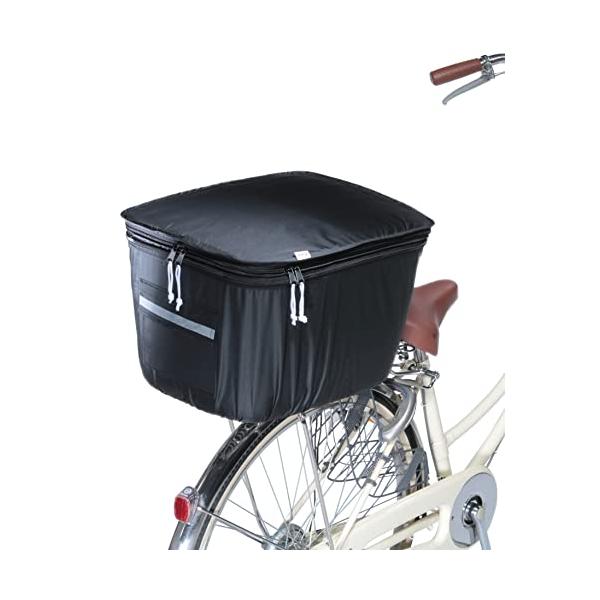 2段式/紐留め式ブラック/標準/KWR-200BK・本体・ファスナーの色もオールブラックで、男性にもご利用いただけるシンプルなデザイン。 道も安心の反射帯付き。 っぷり収納できる２段式カゴカバー。 の日も安心な防水＆撥水加工。両開きで開閉楽...