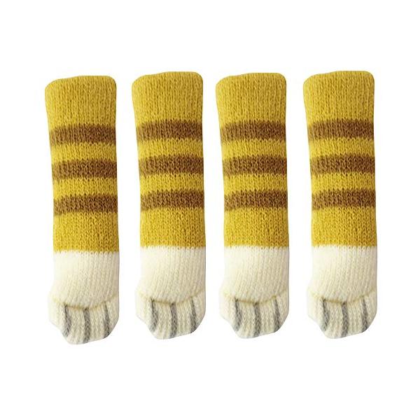 ちゃとら/ねこあし 4足入り/CSK-NA-02・パッケージ個数:1・本体サイズ:幅3×奥行1×高さ12cm・0.1・材質:アクリル、ポリエステル、ポリウレタン・原産国:中国・対応サイズ:椅子脚周囲6-18cmまで