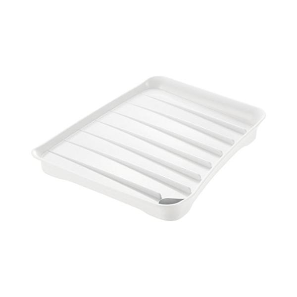 ホワイト/23×18×2.5H(cm)/022431・Color:ホワイト・パッケージ個数:1・サイズ:23×18×2.5(高さ)cm・材質:トレー/ポリプロピレン、止水栓/シリコーンゴム・原産国:日本・耐熱温度:120℃