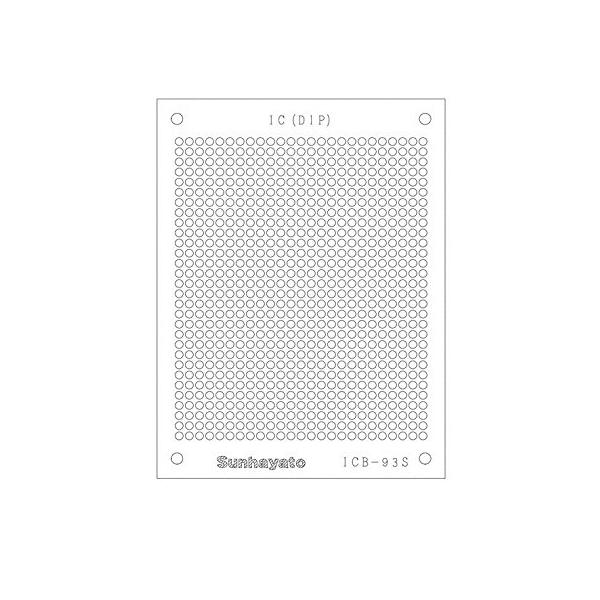 -/-/ICB-93S・パッケージ個数:1・仕様(br)寸法 72×95ミリ(br)材質、板厚:片面紙フェノール1.6t(br)仕上処理:フラックス(br)部品面白色シルク印刷(br)パターン 2.54ミリピッチドット(br)穴径1.0φ・...