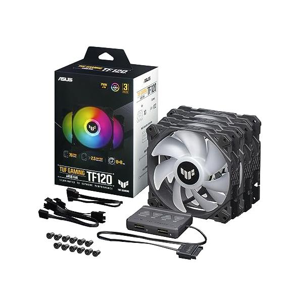 他サイト： ASUS ケースファン 120mm 3個パック Aura Sync TUF GAMING TF120 BLACK ARGB 3IN1 黒 国内正の商品画像