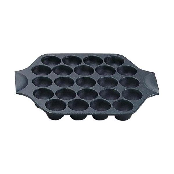 たこ焼きプレート黒/穴径4cm/24025・パッケージ個数:1・サイズ(cm):28.5×22.5×(H)3　穴径4cm　穴深さ2.3cm・材質:鋳鉄（黒焼付加工）・原産国：日本
