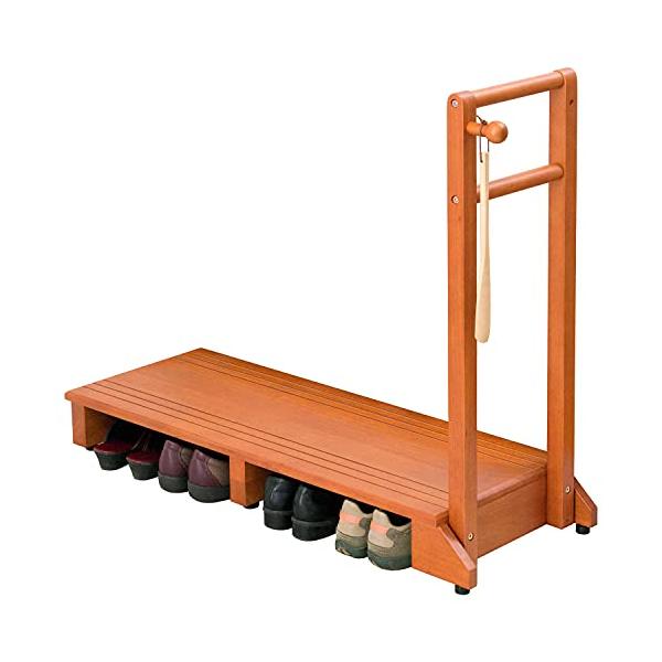 モダンライトブラウン/幅100cm/VH-7934LBR-W・Size:幅100cm・パッケージ個数:1・本体サイズ:幅100×奥行35×高さ80cm/踏み台部分高さ:12cm・玄関の昇り降りがラクラクに 安心で便利な手すりがついており、身...