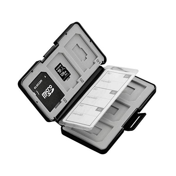 ブラック/-/CMC-SDCPP12BK・Color:ブラック・パッケージ個数:1・材質:ケース本体:ポリプロピレン、収納トレー:EVA・収納枚数:SDメモリーカード6枚、microSDメモリーカード6枚・付属品:インデックスカード1枚・カ...