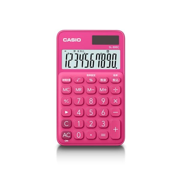電卓ビビッドピンク/-/SL-300C-RD-N・Color:ビビッドピンク・パッケージ個数:1・毎日がもっとワクワクする、ポップでキュートな電卓・ラウンドフォルムで、携帯性抜群の手帳タイプ電卓・桁数10大きさ(奥行×幅×高さ)mm118×...