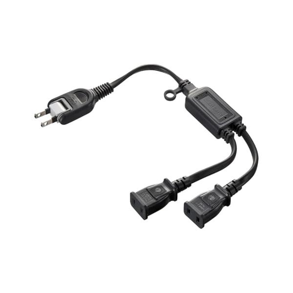 ブラック/-/TAP-EX2BKN・Color:ブラック・パッケージ個数:1・他の差込口をふさがないため、ACアダプタ使用時に無駄なく設置できる2分岐タイプの電源延長コードです。・安全な二重被ふくコードです。・恐ろしいコンセント火災を予防す...