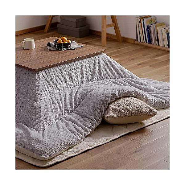 シンプル[ベロア]グレー/アイボリー/正方形:190×190cm/KKBK-B1919・Size:正方形:190×190cmColor:[ベロア]グレー/アイボリーPatternName:こたつ掛け布団・パッケージ個数:1・商品サイズ（cm...