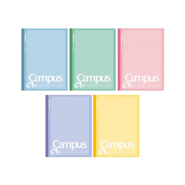 ミニマリストピンク・青・黄・緑・紫/B5ノビ/ノ-3HATX5・パッケージ個数:1・B5サイズのプリントがそのまま貼れるキャンパスノート(プリント貼付用)のドット入り罫線タイプ・サイズ B5ノビ(タテ266×ヨコ198mm)、5冊セット・罫...