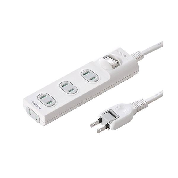 4個口ホワイト/2m/TAP-TSH42SWN・Color:ホワイトSize:2mStyle:4個口・パッケージ個数:1・定格容量:15A・125V(1500Wまで)・電源コード:2m・プラグ仕様:2P・スイングプラグ(トラッキング火災予防...