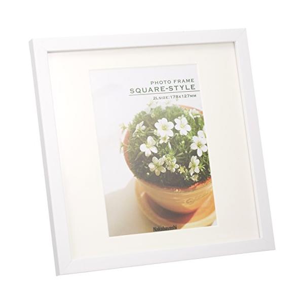 木目調ホワイト/2L判/フ-TQW-301-W・Size:2L判Color:ホワイト・パッケージ個数:1・木製・表面フィルム貼り・Vカットマット台紙・スタンド付