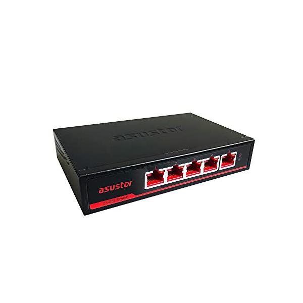 ASUSTOR 5ポート 2.5GbE 2.5Gbps スイッチングハブ 金属筐体 設定不要 壁掛け設置対応 ASW205T