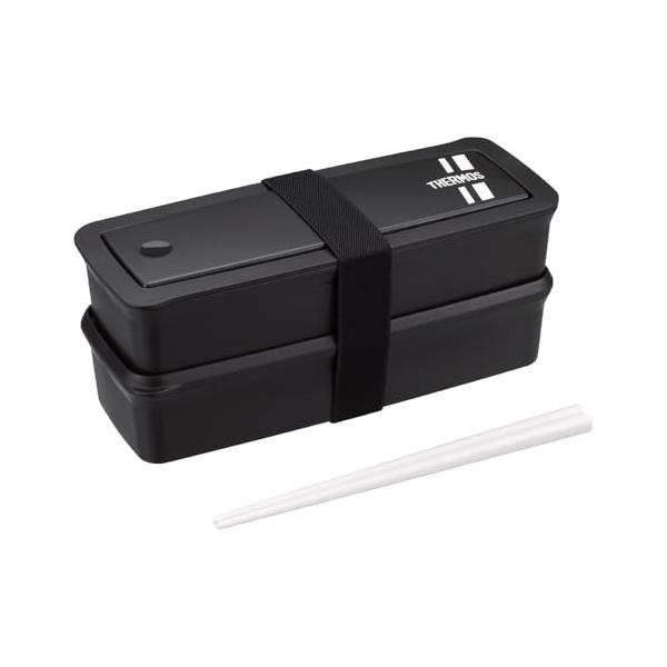 サーモス 弁当箱 2段 フレッシュランチボックス ハシ付き 980ml ブラックシルバー DJS-981W BKSL