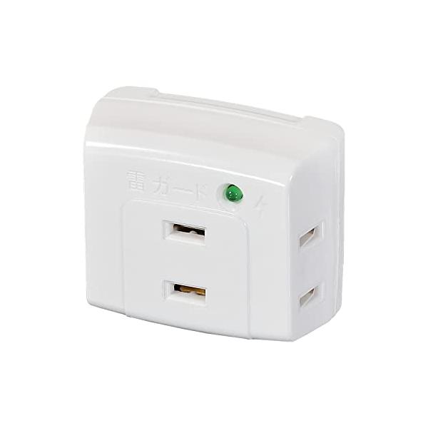 エルパ(ELPA) 耐雷サージ機能付 トリプルタップ 3個口 A-300SB(W) (電源タップ/雷サージ/コンセント/コードなし)