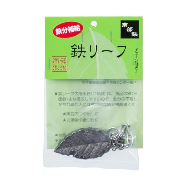 池永鉄工(Ikenaga Iron Works) 鉄玉 鉄リーフ 南部鉄器 鉄分補給 2.7×19.8×0.8cm(チェーン含む) 11839