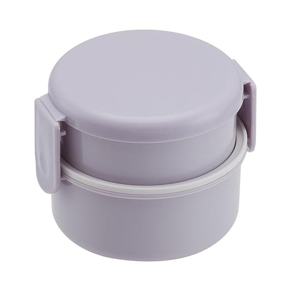 スケーター(Skater) バイオマス フォーク付 丸型 ランチボックス 弁当箱 2段 500ml 入れ子式 電子レンジ対応 日本製 セピアラベ