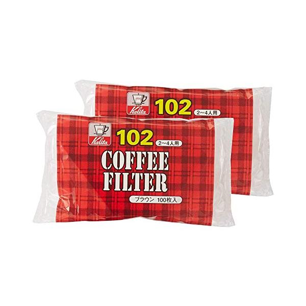 カリタ Kalita うまみを引き出す コーヒー ペーパー フィルター 台形 2~4人用 NK102濾紙 100枚入り×2個セット ブラウン お