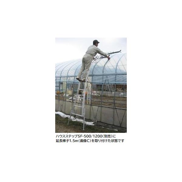 【延長用梯子2.4m 画像B】アルミ製ビニールハウス専用梯子 ハウスステップ 延長梯子 2.4m HS-E24 ビニールハウス 昇降 はしご 無段階調整 農作業