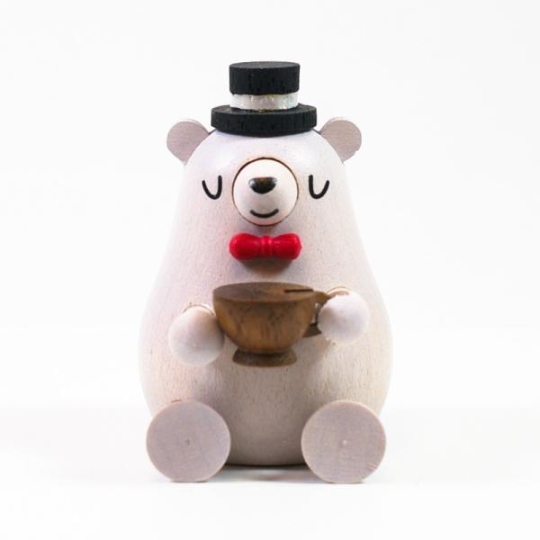 シルクハットをかぶりカップを持ちほっこりしている白くまです。別売の【wooderful life DIYオルゴール 回転ベース】にお好みのレイアウトで接着してオリジナルオルゴールを作ることができます。あなただけの組み合わせでお気に入りのオル...