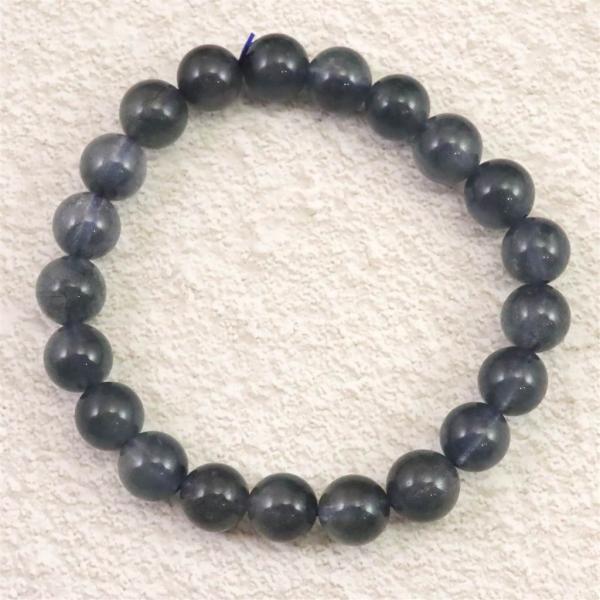 インディゴライトトルマリン　ブレスレット（9mm） インディゴライト （ブルー トルマリン 入り 水晶） 9mm玉ブレスレット
