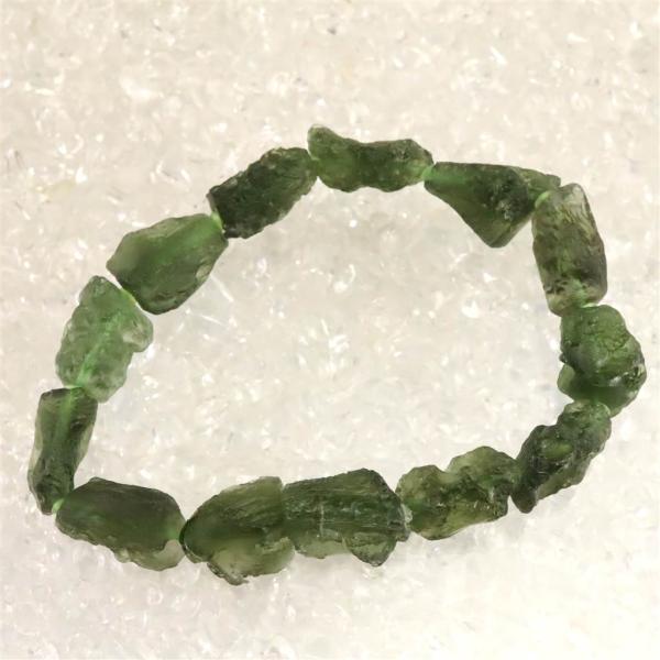 モルダバイト 原石 ブレスレット 鑑別書付 25.7g 【榎本通商